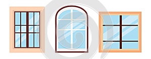 A set of three windows for use in web design or advertising