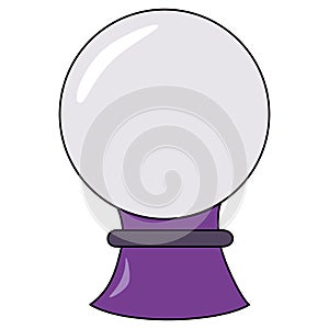 Vector isolated magic crystal ball with purple stand