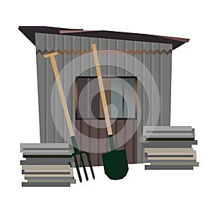 Vector isolated old garden shed