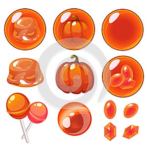 Vector isolated orange bubbles set