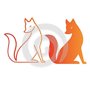 Vector isolated orange fox icon. Creative logo concept