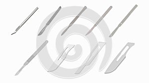 Vector Isolated Set of Scalpels. Vector flat editable