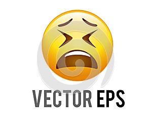 Vector isolated yellow disappointed expression face flat icon
