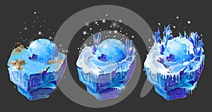 Vector isometric 3d fantasy ice island game design