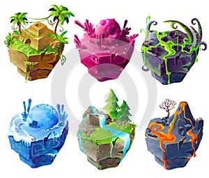 Vector isometric 3d fantasy island set game design