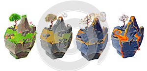 Vector isometric 3d fantasy island set game design