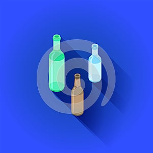 Vector isometric alcohol bottles set