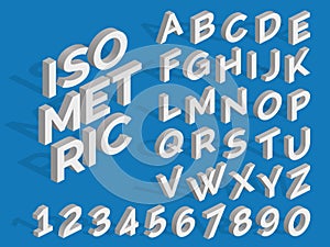 Vector isometric alphabet and numbers. Funky 3d font