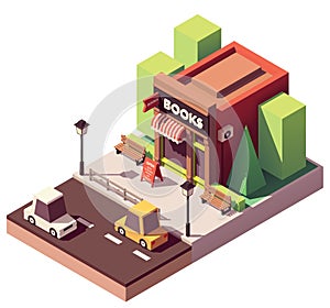 Vector isometric bookshop photo