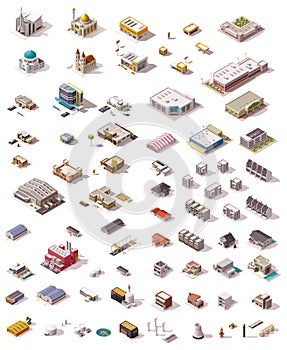 Vector isometric buildings set