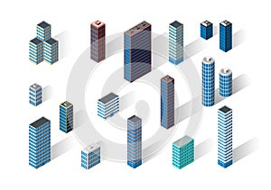 Vector isometric buildings set.