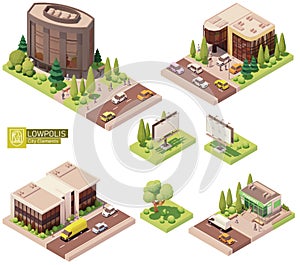 Vector isometric buildings and street elements