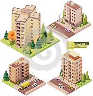 Vector isometric buildings and street elements