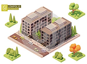 Vector isometric buildings and street elements