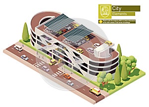 Vector isometric car park building