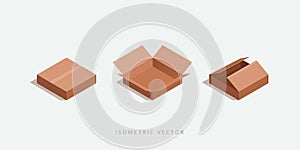 Vector isometric cardboard boxes. Box icon, boxes isolated vector illustration on white