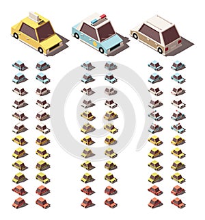 Vector isometric cars set