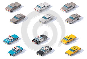 Vector isometric cars set