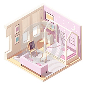 Vector isometric children`s room