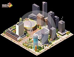 Vector isometric city downtown map