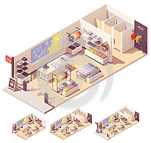 Vector isometric clothing store interior