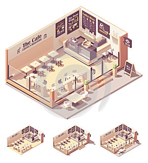 Vector isometric coffee shop or coffeehouse