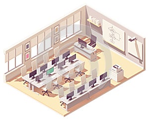 Vector isometric computer lab classroom