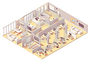 Vector isometric corporate office interior