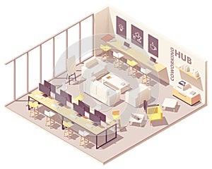 Vector isometric coworking open space