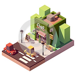 Vector isometric craft beer bar