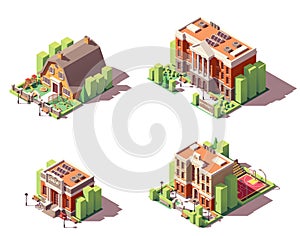 Vector isometric educational buildings set