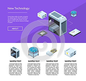 Vector isometric electronic devices website page template illustration