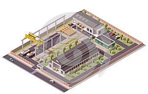 Vector isometric factory buildings icon photo