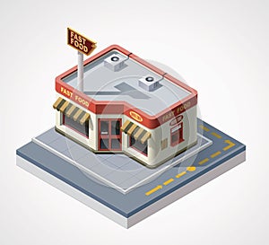 Vector isometric fast food cafe