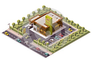 Vector isometric fast food restaurant photo