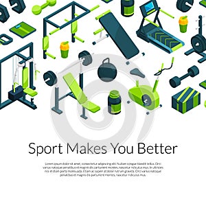 Vector isometric gym with place for text