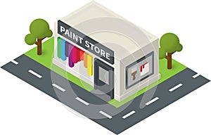 Vector isometric hardware shop, paint store