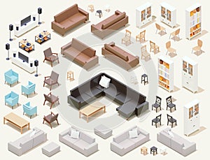 Vector isometric home furniture set