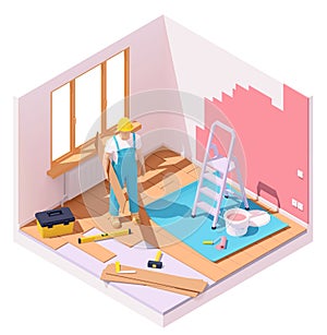 Vector isometric home renovation