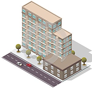 Vector Isometric Hotel Apartment Building