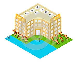 Vector isometric hotel building icon
