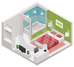 Vector isometric hotel room icon