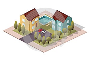 Vector Isometric House Neighbors