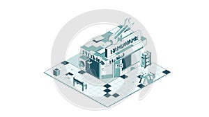 Vector isometric icon representing hardware store building