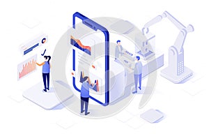 Vector isometric illustration of an front-end and back-end