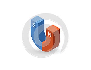 Vector isometric illustration of magnet icon