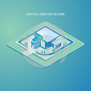 Vector isometric illustration representing hospital building