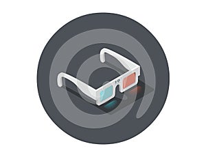 Vector Isometric illustration of white 3d glasses, stereo cinema icon