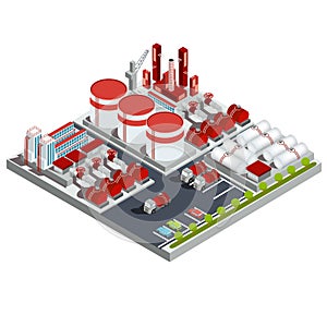 Vector isometric illustrations oil refinery