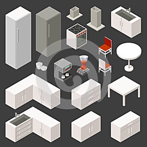 Vector isometric kitchen set